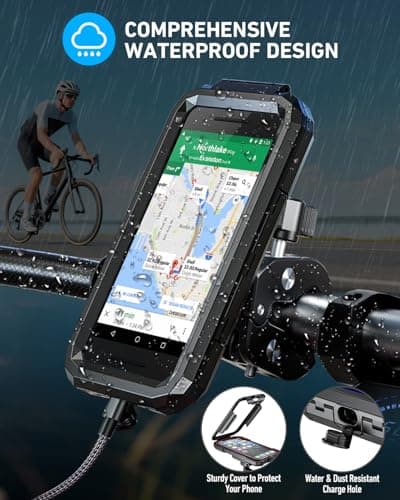 LUROON Motorbike Phone Holder Waterproof, Universal 360° Rotation Bicycle Motorcycle Phone Mount Anti Vibration Holder for Bike with Touch Screen for 5.5" to 7.0" Smartphones — view 2