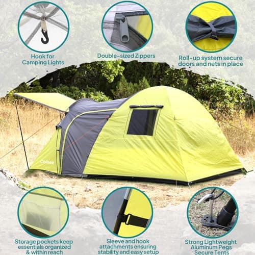 Chihee Camping Tent 3 Person Double Layered Dome Tents Large Capacity 4 Seasons Travelling Backpacking Beach Outdoor Shelter Waterproof Windproof Tent with Rainfly Inner Tent Used Independently — view 6