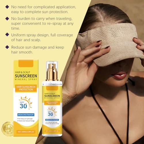 Scalp Sun Protection Spray - Lightweight Sun Cream Spray for Hair - Non-Greasy Waterproof SPF30 Scalp Sunscreen for All Type Hair, Hiking, Beach or Running — view 6