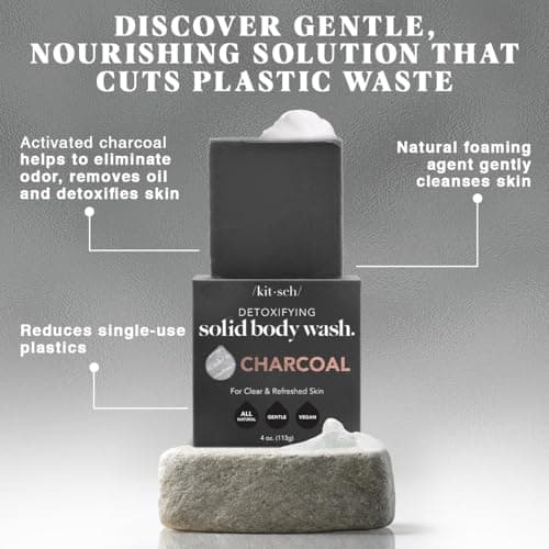 Kitsch Charcoal Soap Body Wash Bar 113g - Detoxifying Bar Soap — view 3