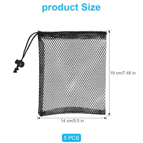 LICQIC Polyester Mesh Drawstring Bag, Net Bags, 5 Pcs 14×19 cm — view 2