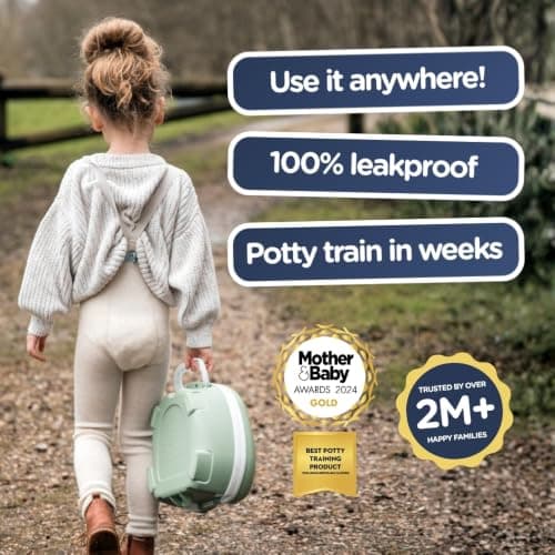 My Carry Potty - Travel Potty, Award-Winning Portable Toddler Toilet Seat for Kids to Take Everywhere (Green Pastel) — view 4