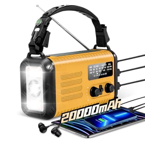 Wind Up Solar Radio, 20000mAh Emergency Hand Crank Weather Radio AM/FM