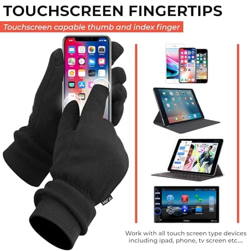 WFX Winter Gloves Windproof Ski Gloves Thinsulate Thermal Glove TouchScreen Anti Slip Warm Glove's for Climbing Skiing Cycling Running Hiking Snowboarding Outdoor Sports Men and Women (Black, M) — view 4