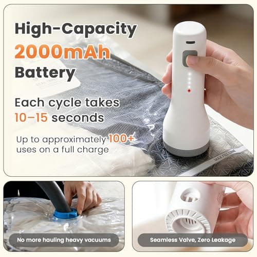 15 Vacuum Storage Bags for Travel and Clothes with Rechargeable Pump 60KPa — view 4