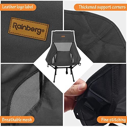 Rainberg Ultra Lightweight High Back Camping Chair, Folding Chair, Camping Chairs for Adults, Foldable Garden Outdoor Picnic BBQ Chairs. (Pack of 2, Black) — view 4