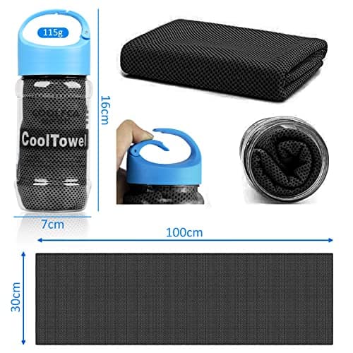 Surcotto Cooling Towel,Microfibre Gym Towel, (40"x12"),Cooling Towels for Neck,Lightweight Quick Dry Towel for Golf,Sport,Running,Gym,Camping,Fitness,Workout & More Activities -Black — view 2