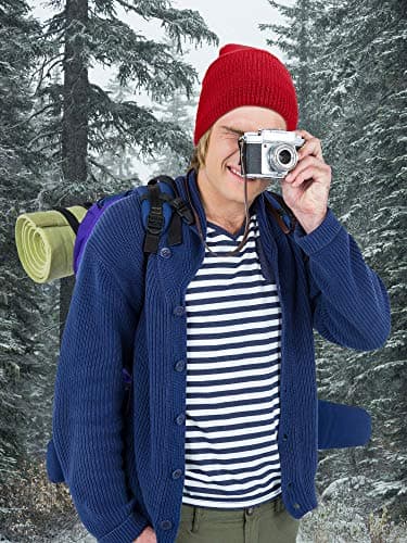 Geyoga 2 Hole Knitted Ski Mask Full Face Cover Warm Balaclava Knitted Winter Face Mask for Outdoor Sports(Red,Adult Size) — view 4