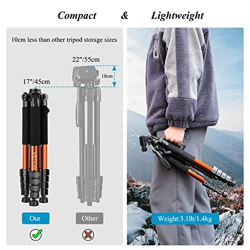 Victiv 182 cm Aluminium Camera Tripod, Lightweight Compact Travel Tripod — view 3