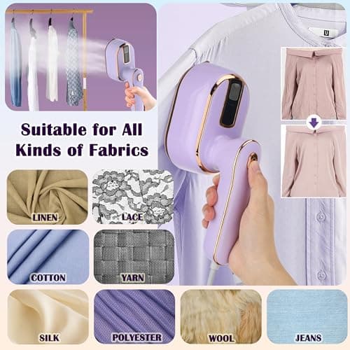Loveächt Purple Travel Iron Steam Iron - 180° Rotating Foldable Handheld - Ceramic Soleplat - Portable Iron Steamer for Travel, Home — view 6
