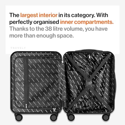 Travely Cabin Suitcase 55x35x25cm - 20 Inch Suitable for Ryanair - 36L Including TSA Lock - Carry on - 10kg Suitcase, Cabin case, Hardshell — view 4