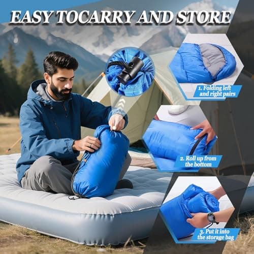 Sleeping Bag for Camping,Sleeping Bags for Adults Backpacking Waterproof,3 Seasons Adult Blanket,Small Packed Ultralight Carry Bag, Soft,Thick and Warm,for Outdoor Camping,Travel,Hiking (Navy Blue) — view 5