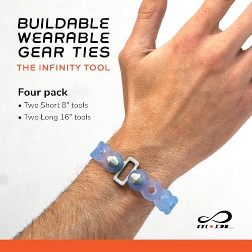 MODL Infinity Tool™ 2.0 Modular Straps (4-Pack) - Flexible Multi-Tool, Utility Bracelet, Gear Strap, Wearable Gadget for Outdoor Adventure, Survival, Camping, Travel, EDC, Two 8-inch & two 16-inch — view 2