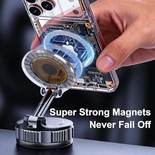 [2026 NEW] for MagSafe Car Mount [Upgraded Strongest Suction & Magnetic] Mobile Phone Holder for Dashboard Windscreen Screen, Tesla Lorry Van Stand Cradle for iPhone 17 Pro Max 16 15 14 13 12 Samsung — view 3
