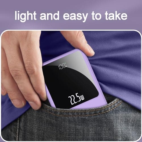 22.5W Super Fast Power Bank 10000mAh USB C Outputs & Inputs Portable phone Charger Mini Battery Pack Compatible with iPhone Samsung Tablet and More (Purple) — view 5