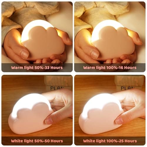 Adiwo Night Light Kids, Cute Cloud Night Light Bedside Lamp, Dimmable Baby with 2 Modes and 2 Brightness, Portable USB Rechargeable Kid LED Nightlight, Kawaii Room Decor for Girls Boys — view 2