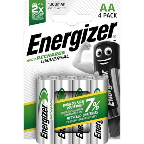 Energizer Recharge Universal Rechargeable AA Batteries (4 Pack) 1300 mAh