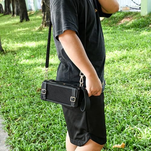 HTU PU Travel Carrying Strap Case with Adjustable Shoulder Strap Protective Speaker Cover for Marshall Middleton Speaker — view 5