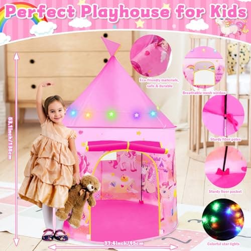 Girls Toys Pop Up Kids Tent Unicorn Birthday Presents Gift for Girl Age 3-7 — view 2