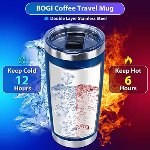 BOGI Tumbler, 20 oz Insulated Tumbler with Straw and Lids,Leakproof Coffee Cup Travel Mug,Double Wall Vacuum Stainless Steel Tumbler Durable Thermal Cup Keep Cold and Hot Drinks Ideal Gifts | Nblue — view 3