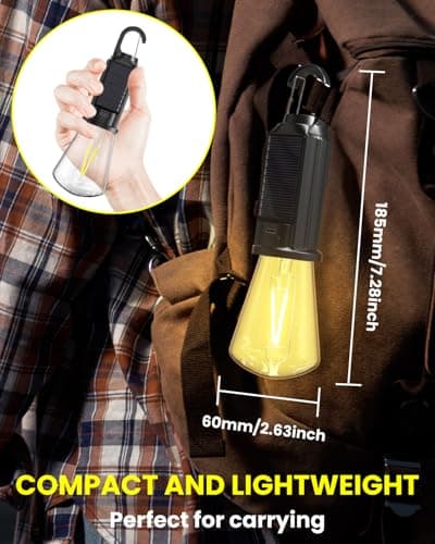 Bonlux USB Rechargeable Camping Lights, Solar Powered Waterproof LED Camping Lantern, Warm White Dimmable Outdoor Emergency Light with Hanging Hook for Tent, Power Cuts, Hiking, Pack of 4 — view 6