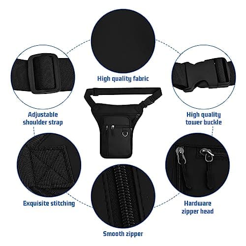 Zsanhua Drop Leg Bag for Men Women, Waist Pack Waterproof Thigh Pack Leg Pouch Bag, Multi-Pocket Waist Fanny Pouch Waist Belt Hip Bag Motorcycle Riding Hiking Waist Fanny Pack — view 3