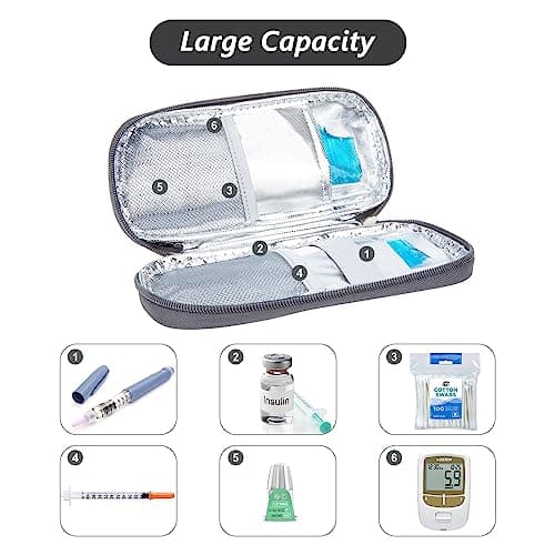 SUNMON Insulin Cooler Travel Case, Compact Medication Organiser Compatible with Wegovy, Mounjaro & GLP-1 Pens, 2 Reusable Ice Packs, Medicine Cool Bag (4-6H Cooling, Black) — view 3