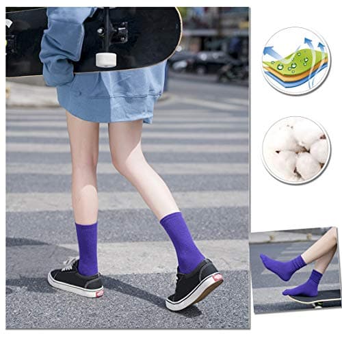 Hamjax 3 Pairs Womens Casual Crew Socks Walking Cotton Socks, Dark Red — view 5