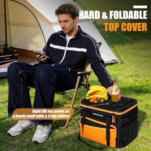 INSMEER Large Cool Bag 55 Cans 40L Foldable with Hard Top&Cup Holders — view 5