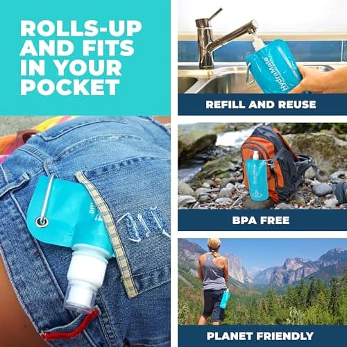 HydraMate Collapsible Water Bottle - Foldable Water Bottle - 750ml (3 Pack) — view 4