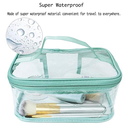 FIYUK Toiletry Bag Makeup Cosmetic Clear Bag Portable Waterproof Transparent Travel Large Storage Green — view 5