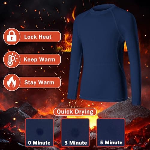 HYCOPROT Kids Thermal Top Warm Winter Compression Shirt Childrens Long Sleeve Youth Lightweight Fleece Base Layer Boys Athletic Quick Dry Warm Underwear for School Football Baseball Soccer Undershirt — view 6