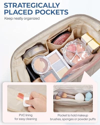 BAGSMART Small Travel Makeup Bag for Women, Wide Opening Cosmetics Bag — view 3