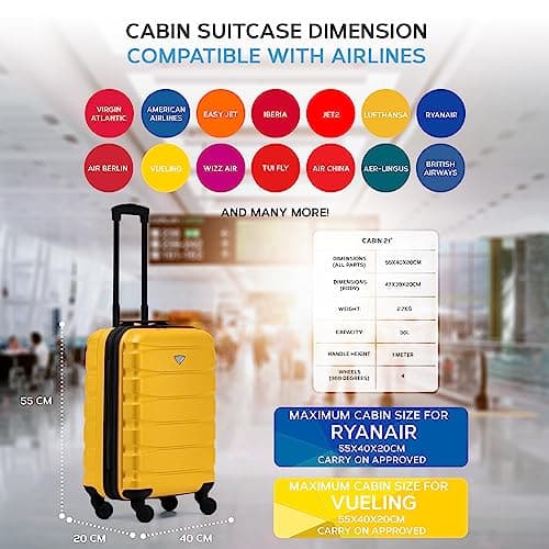 Flight Knight 55x40x20 Ryanair Priority Cabin Suitcase, Also for EasyJet, Jet2, Lightweight,ABS Hard Shell, Durable 4-Wheel Cabin Case, Carry-On Size 10kg Hand Luggage, Travel Bag- 55 x 40 x 20 — view 3