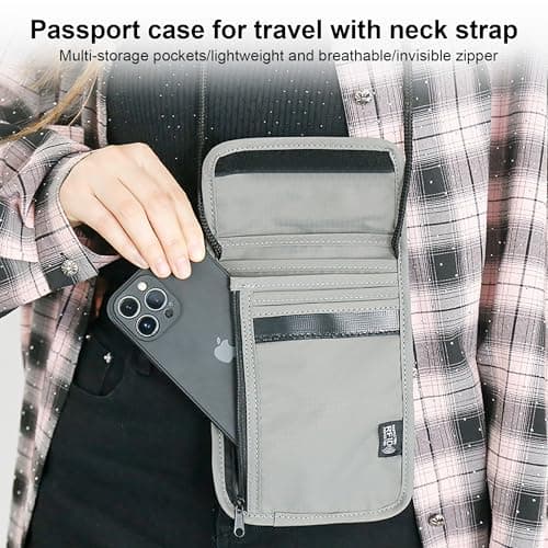 DOETYD Neck Pouches Neck Wallet for Women and Men, Secure Neck Wallet and Passport Holder RFID Blocking, Chest Bag for Travel Waterproof Hidden Anti-theft, Blue — view 6
