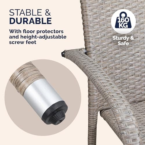 CASARIA® Garden Chairs Set of 4, Stackable Rattan Outdoor Dining Chairs — view 3