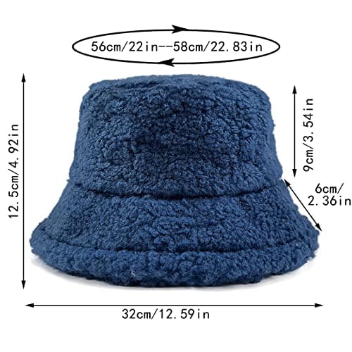 Winter Faux Fur Fuzzy Bucket Hats for Festivals Teddy Fleece Sports Hats Warm Winter Outdoor Travel Festival Gift Fisherman Hat Lightweight Outdoor Dressy Hat (Black, One Size) — view 4