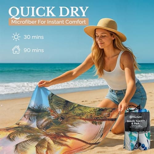 Casa Platino Extra Large Beach Towels 6-Pack – 71"x32" Sand-Free, Quick-Dry & Lightweight – Soft, Double-Sided Pool, Swim & Travel Towels for Adults, Kids, Camping & Beach Essentials – Lorne — view 5