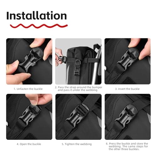 Rhinowalk Motorcycle Crash Bar Bag Waterproof Motorcycle Saddle Bag Side Bag 6L (Expandable to 7L) Black Leaf Pattern — view 6