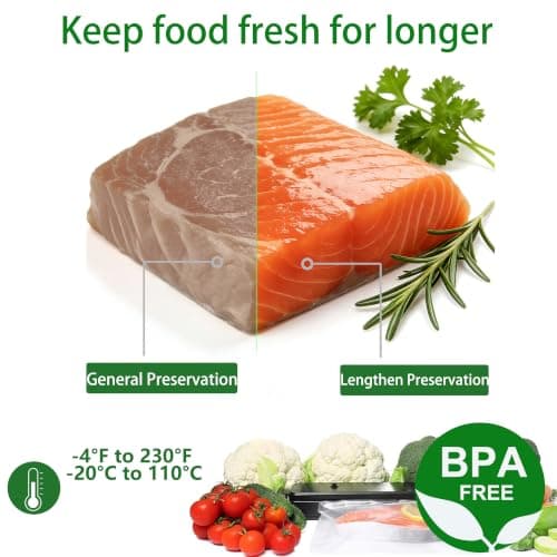 huruirui Vacuum Sealer Bags for Food 20x30cm 50pcs Vacuum Storage Bags Vac Pack Bag BPA Free Heavy Duty Embossed Food Great for Sous Vide PreCut Bag — view 4