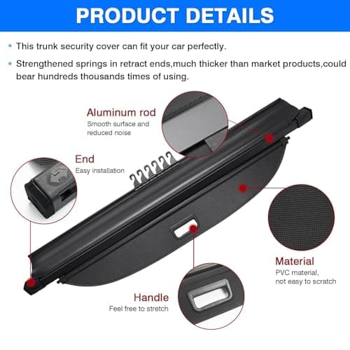Powerty Cargo Cover for 2018-2023 2024 Chevy Chevrolet Equinox/GMC Terrain Accessories Retractable Trunk Cover All Weather Shielding Shade Cargo Luggage Cover Carbon Fiber — view 4