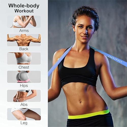 Resistance Loop Exercise Bands Exercise Bands for Home Fitness, Stretching, Strength Training, Physical Therapy,Elastic Workout Bands for Women Men Kids, Set of 5 (Blue) — view 4
