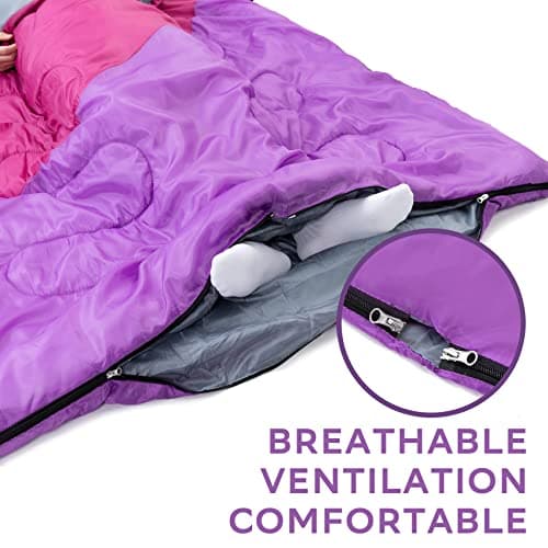 Double Sleeping Bag for Adult and Kids with 2 Pillows for Camping,2.4kg — view 6