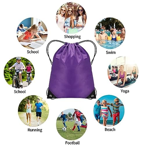 JFmall Drawstring Bags, Swim Bag PE bags for kids Waterproof Swimming Sports Back Pack Drawstring Gym Bag Suitable for School Beach Travel — view 4