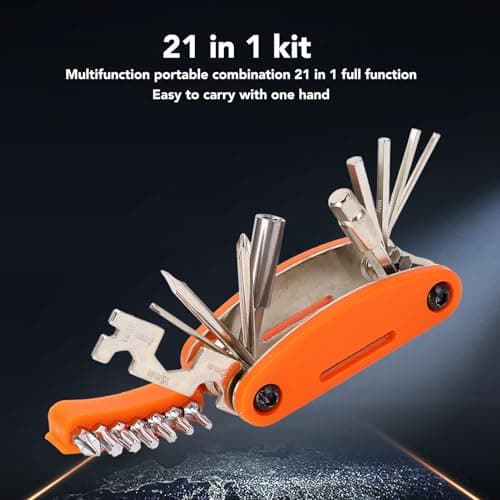 Naroote Cycling Multi-Tool Kit, 20 in 1 Safety Integrated Portable Multi-Tool Travel for Emergency Maintenance (Orange) — view 5