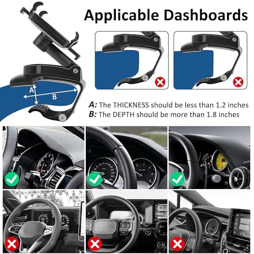 TOFURT Car Mobile Phone Holder 360 Degree Rotation Car Dashboard Cell Phone Mount Automobile Cradle Suitable for 4 to 7 Inch Smartphones — view 6