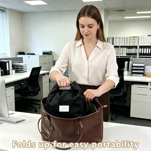 Winsegom Roll-Top Insulated Lunch Bag, 10L Waterproof Thermal Cooler Tote Bag, Reusable Leakproof Lunch Box for Men Women, Practical Food Storage Handbag for Work School Picnic Travel (Black) — view 5