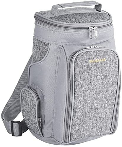 BRUBAKER Cooler Bag for 2 bottles of wine and champagne up to 1.5 l, padded wine cooler bag - picnic bag insulated, thermal bag - portable with handle in grey — view 2