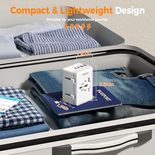 TESSAN Universal Travel Adapter with 2 USB C and 2 USB A — view 5