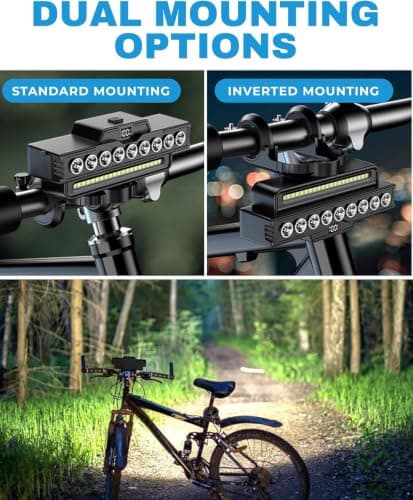 Bike Headlight with 120dB Electric Horn, 9 LED Super Bright Bicycle Light Bar, bike lights front and back rechargeable, 7 Lighting Modes USB Rechargeable IPX5 Waterproof Front Light — view 4